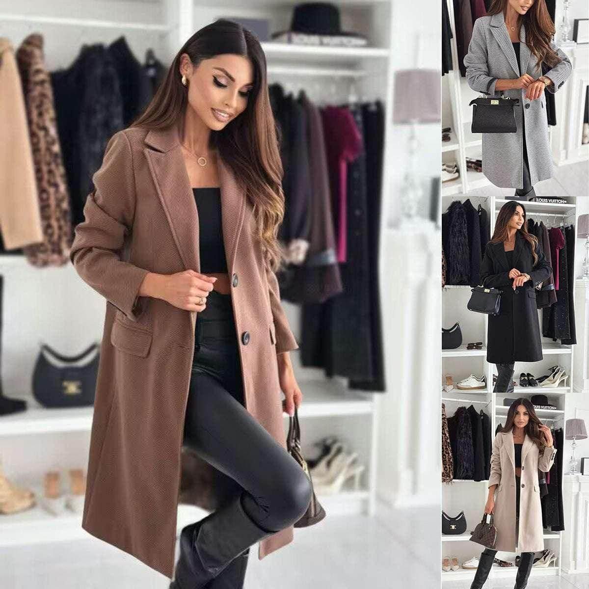 Lapel Single-Breasted Wool Coat – Women’s Winter Jacket - ZA-Zola