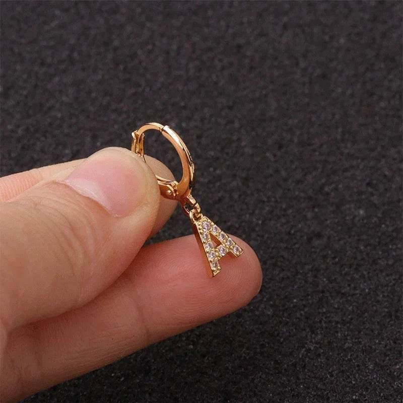 Women's Zircon Letter Earrings – Stylish Gold Jewelry - ZA-Zola