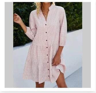 V-Neck Plaid Midi Dress – Summer Style for Women - ZA-Zola