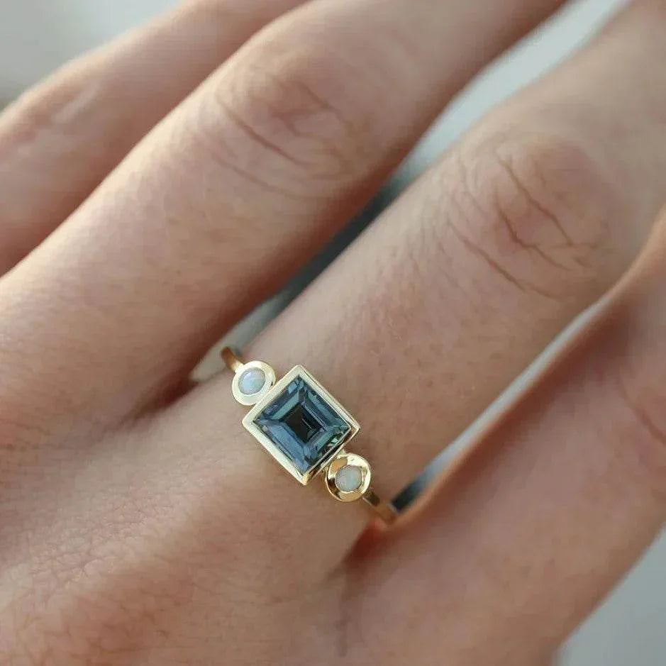 Women's Gold Gemstone Ring Set – 3 Pieces - ZA-Zola