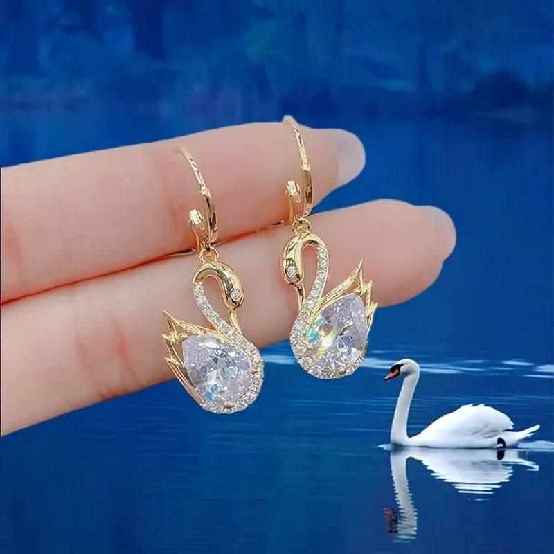 Sweet Swan Rhinestone Earrings for Women – Trendy - ZA-Zola