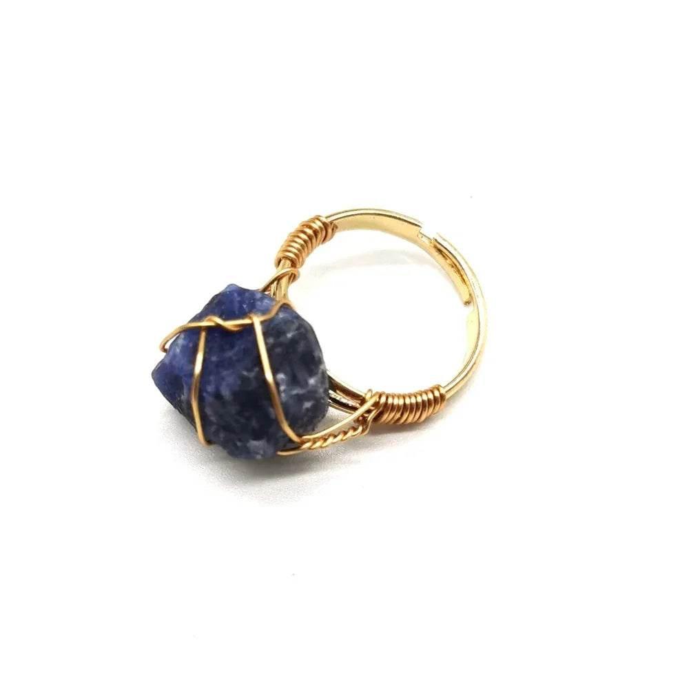 Adjustable Rough Stone Agate Ring – Handmade Style - ZA-Zola