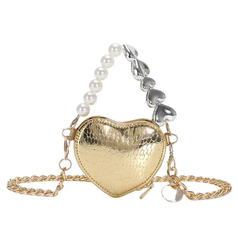 Mini Heart-Shaped Pearl Handbag | Cute Candy Color Bag - ZA-Zola