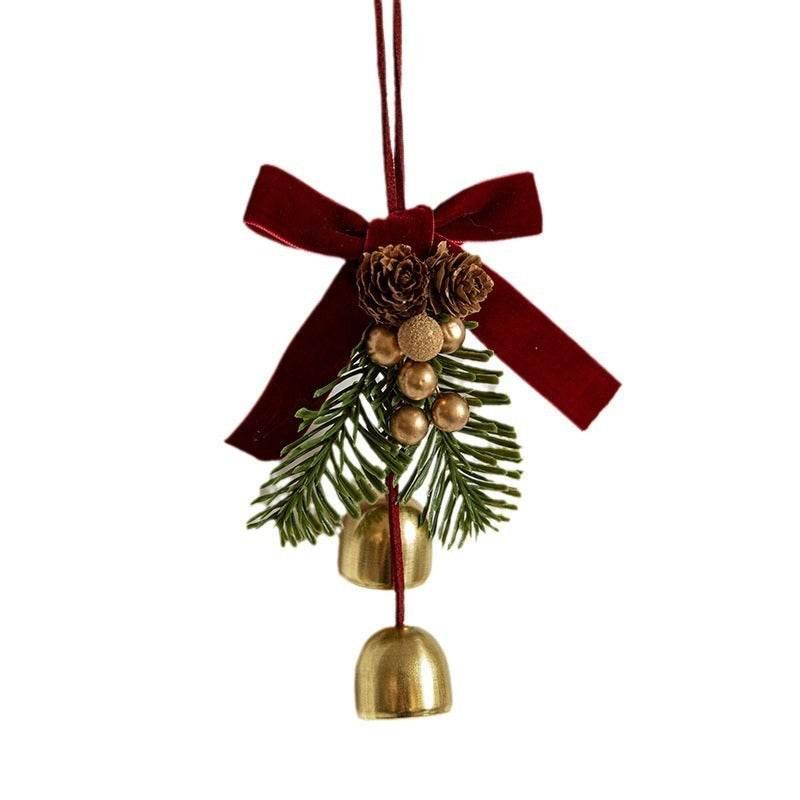 Christmas Bell Ornament Velvet Bow Hanging Decoration - ZA-Zola