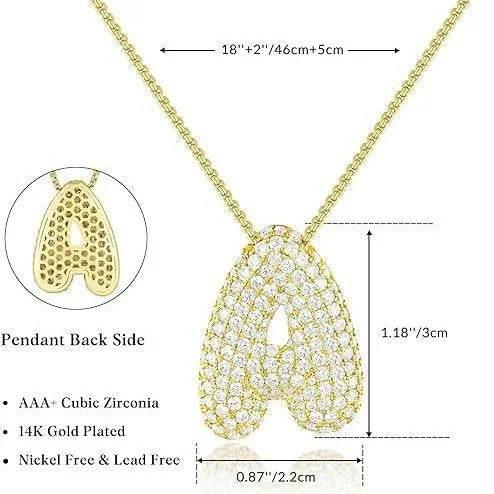 Zircon Balloon Letter Pendant Necklace for Women - ZA-Zola