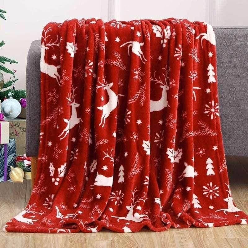 Cozy Christmas Elk & Snowman Blanket – Flannel - ZA-Zola