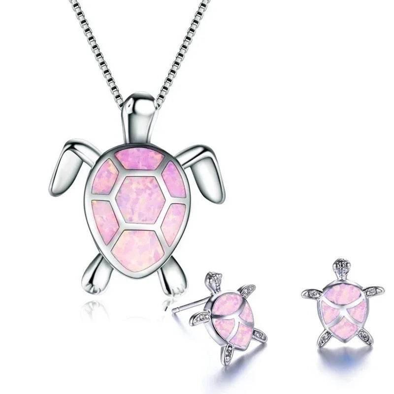 Turtle Necklace & Earrings Set | Cute Beach Jewelry - ZA-Zola