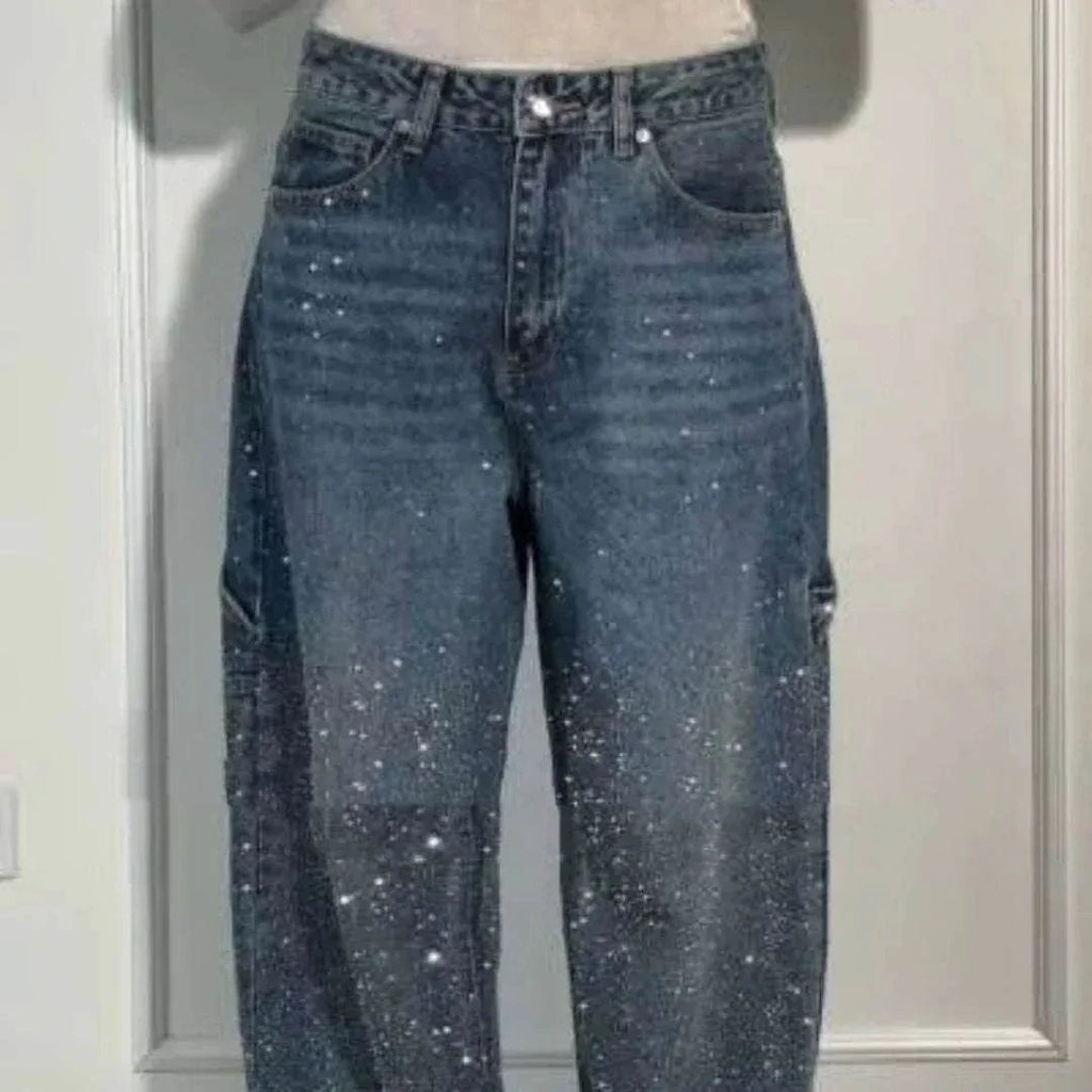 Shiny Wide-Leg Street Jeans With Pockets - ZA-Zola