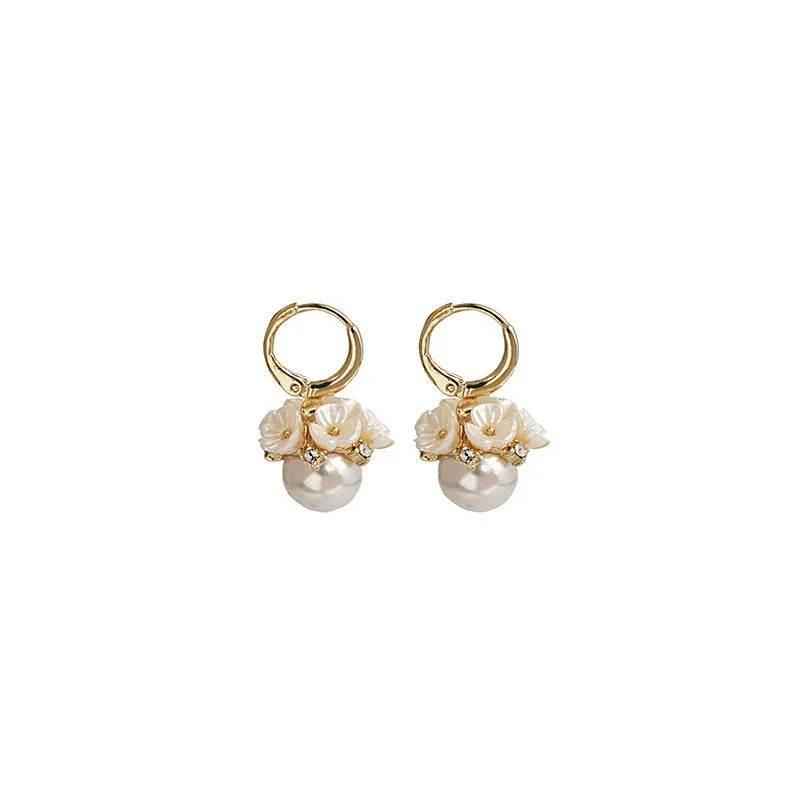 Korean Shell Flower Pearl Earrings – S925 Silver - ZA-Zola