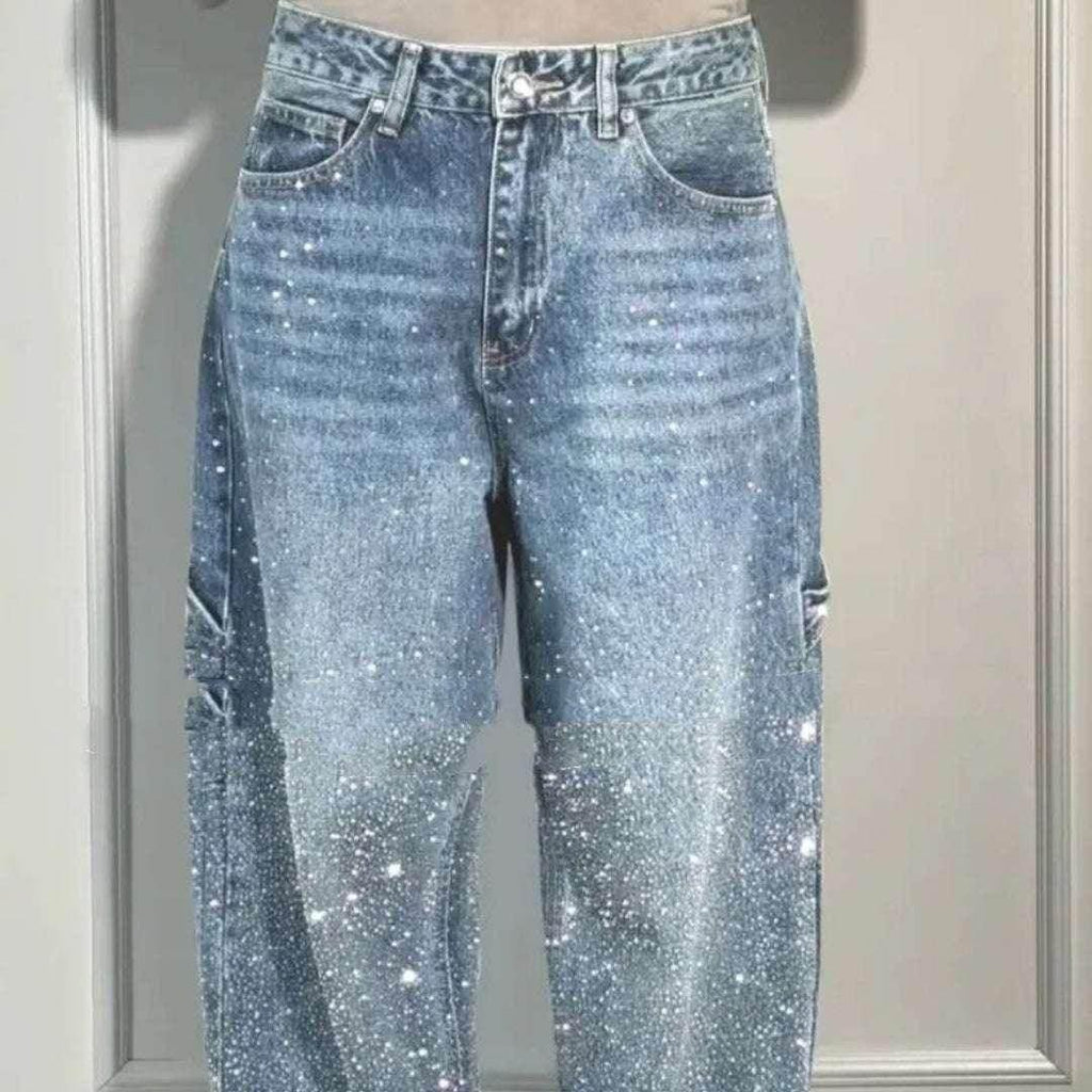 Shiny Wide-Leg Street Jeans With Pockets - ZA-Zola