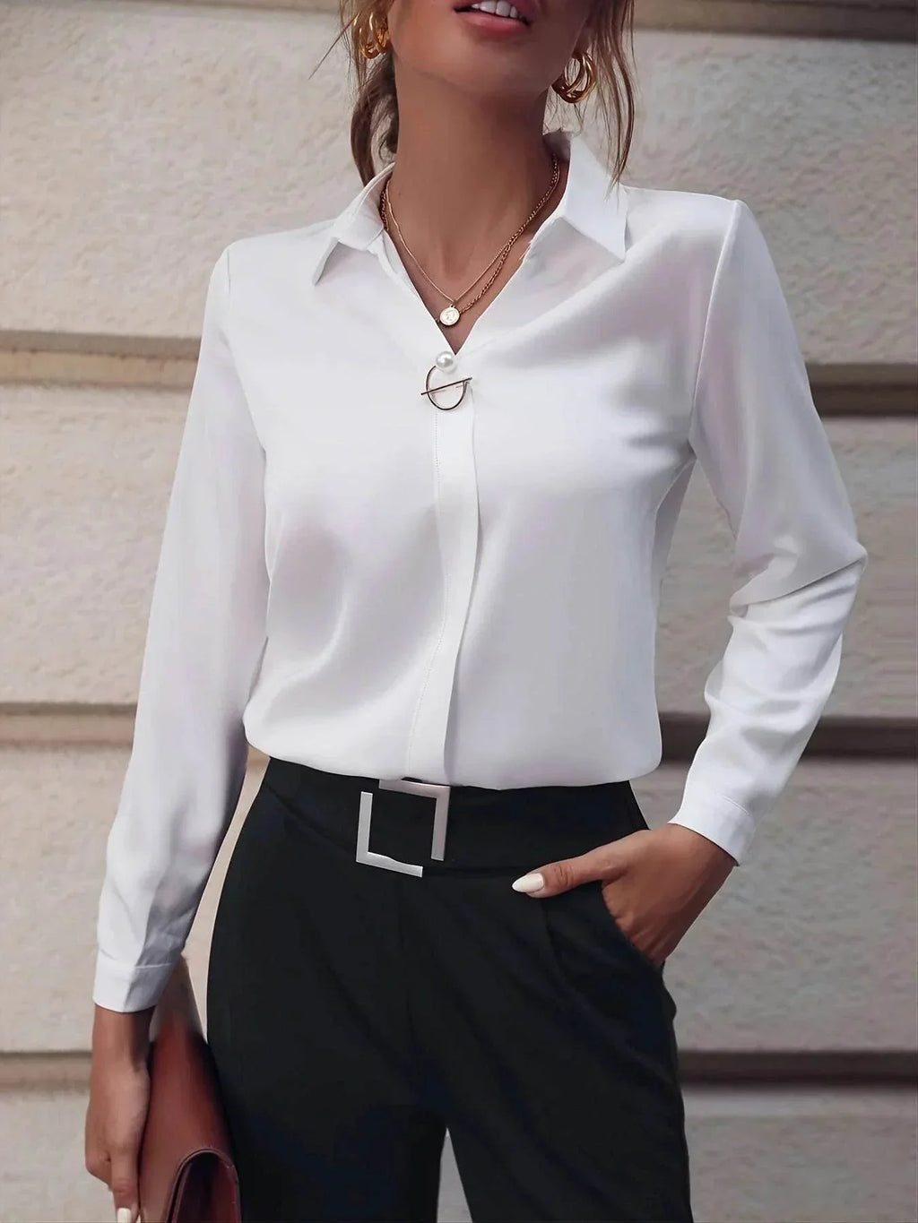 Commuter Solid Color Shirt – Elegant & Versatile Fit - ZA-Zola