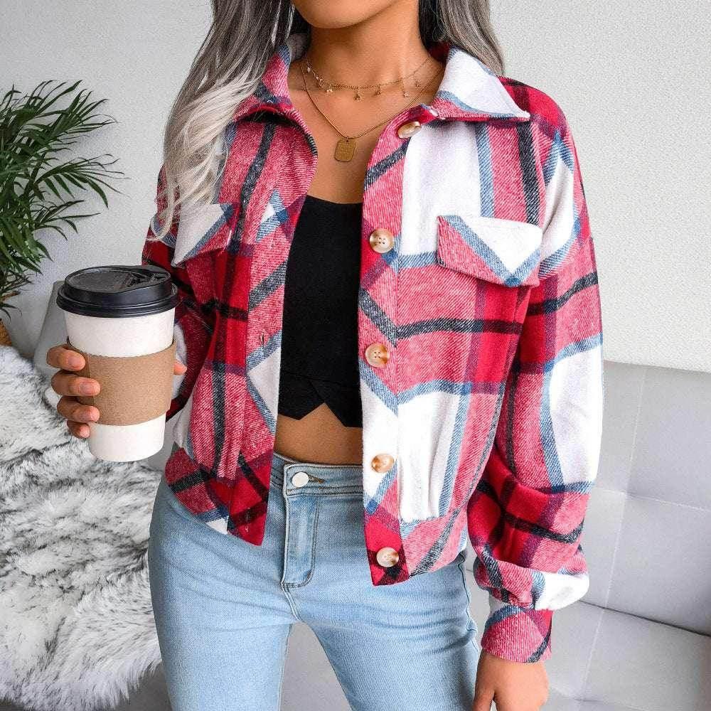 Plaid Lapel Cropped Jacket – Shop Now! - ZA-Zola
