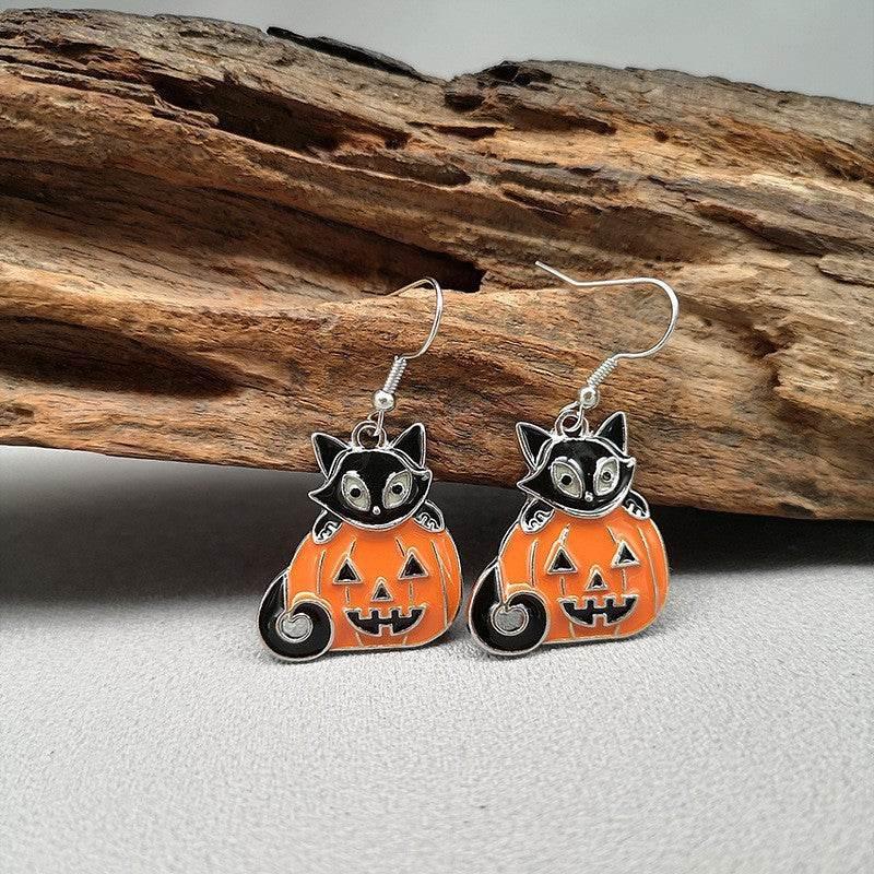 ZA-Zola Halloween Ghost Pumpkin Bat Earrings - ZA-Zola