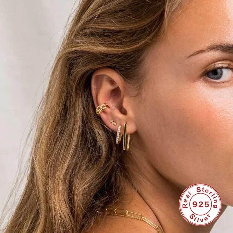 Simple S925 Sterling Silver Ear Clip – Elegant Geometric Design - ZA-Zola