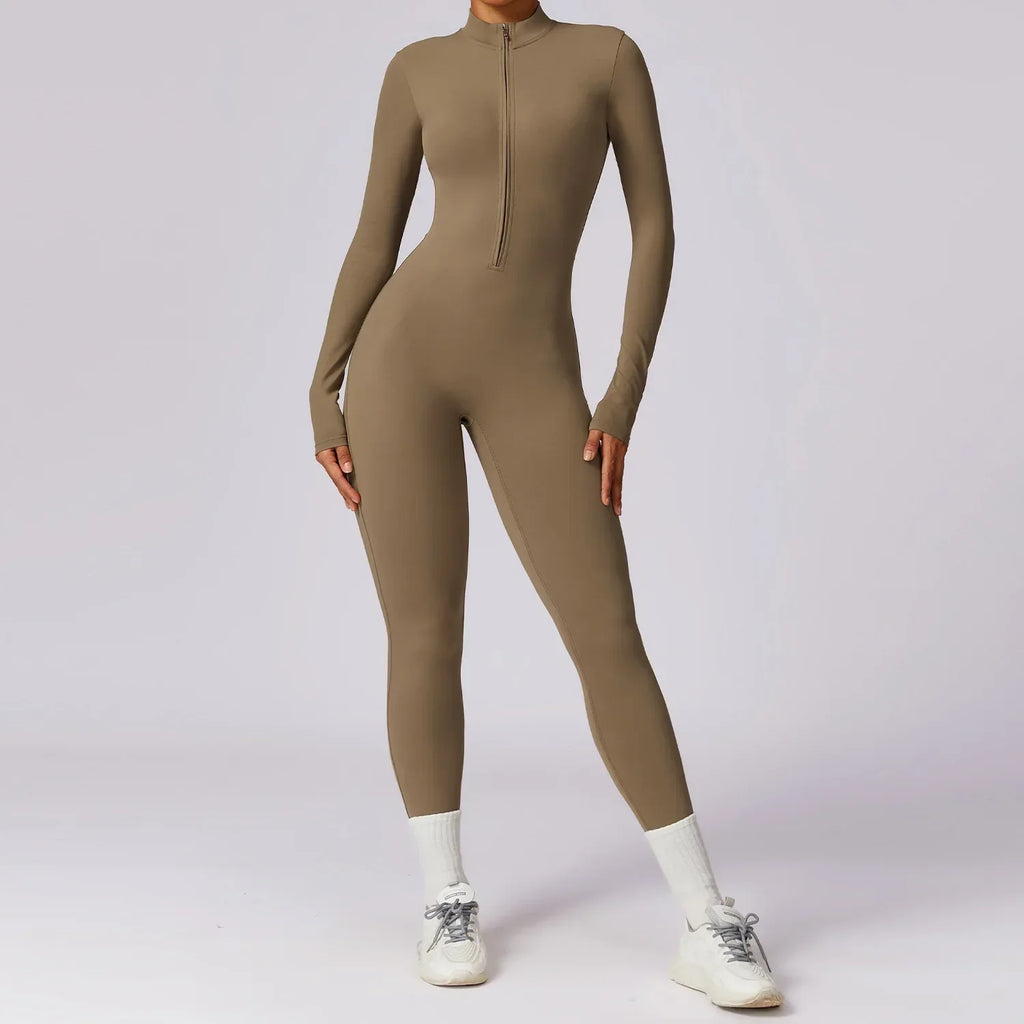 Women Zipper Yoga Jumpsuit Long Sleeve Sportswear - ZA-Zola