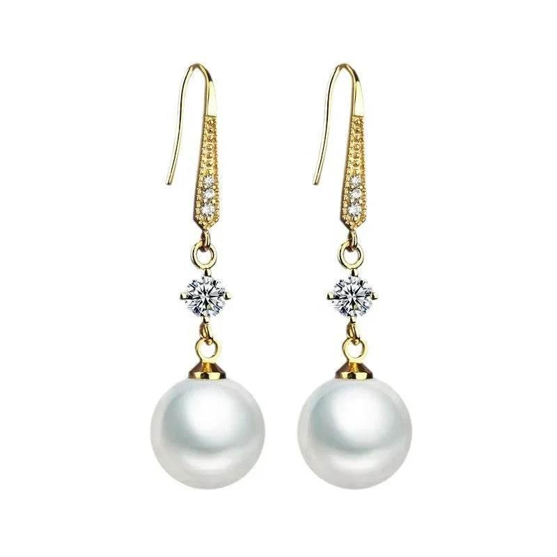 Elegant Face-Slimming Golden Earrings – Luxury Pearl Designs - ZA-Zola
