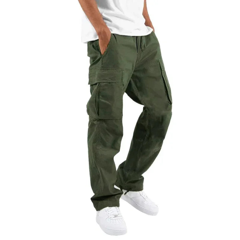 Men’s Trade Drawstring Multi-Pocket Casual Trousers – Loose Workwear Pants