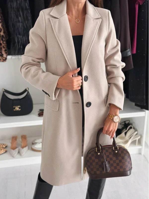 Lapel Single-Breasted Wool Coat – Women’s Winter Jacket - ZA-Zola