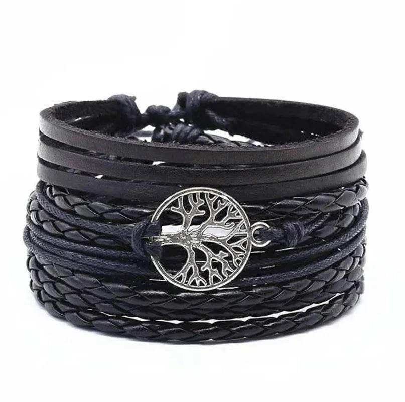 Men’s Vintage Braided Leather Bracelet - ZA-Zola