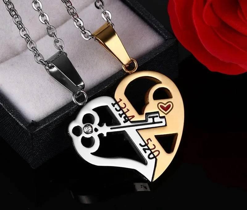 Couples Pendant Love Necklace Set – Stainless Steel - ZA-Zola