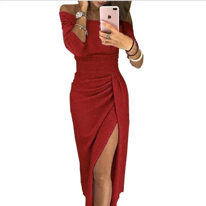 Off-Shoulder Sequin Bodycon Party Dress - ZA-Zola