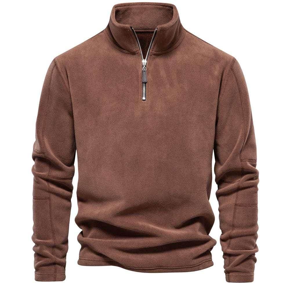Men's Stand-Collar Fleece Sweatshirt - Winter Pullover - ZA-Zola