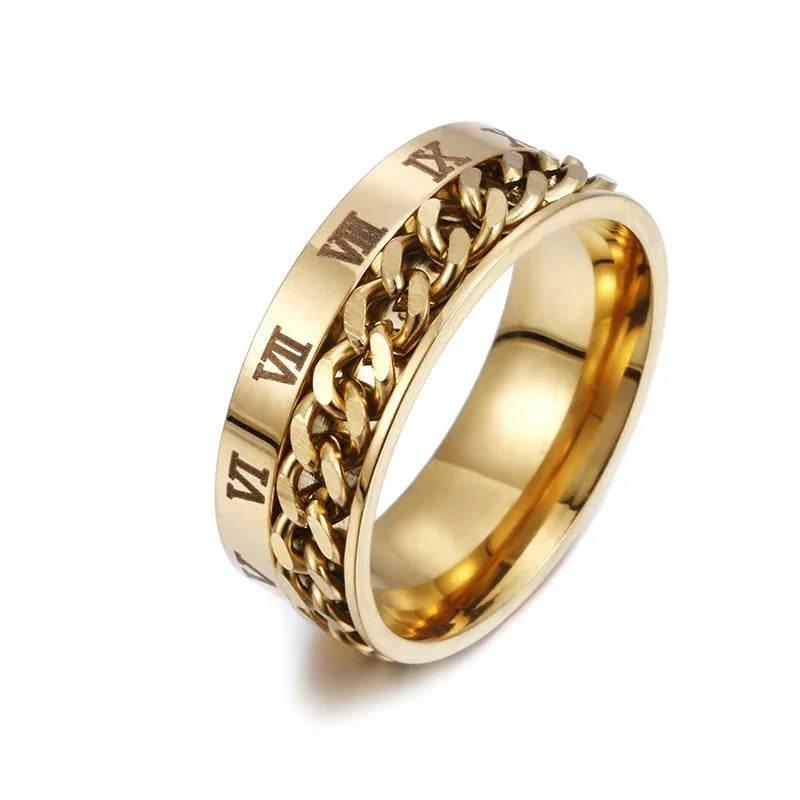 Titanium Ring – Roman Chain Spinner Ring for Men - ZA-Zola