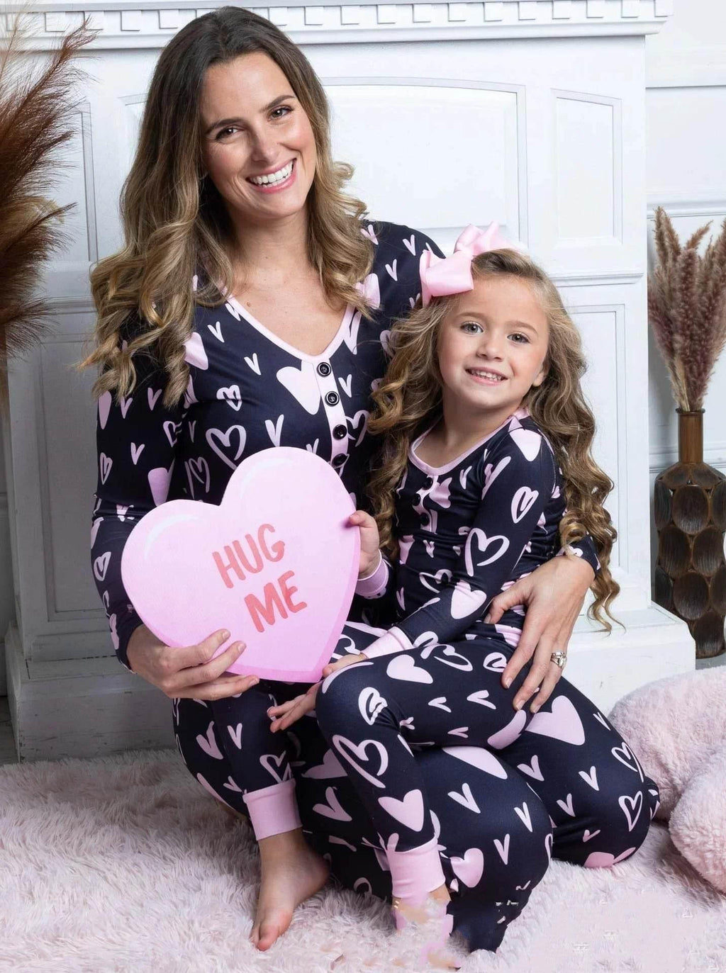 Valentine's Day Parent-child Pajamas | Heart Print Set - ZA-Zola