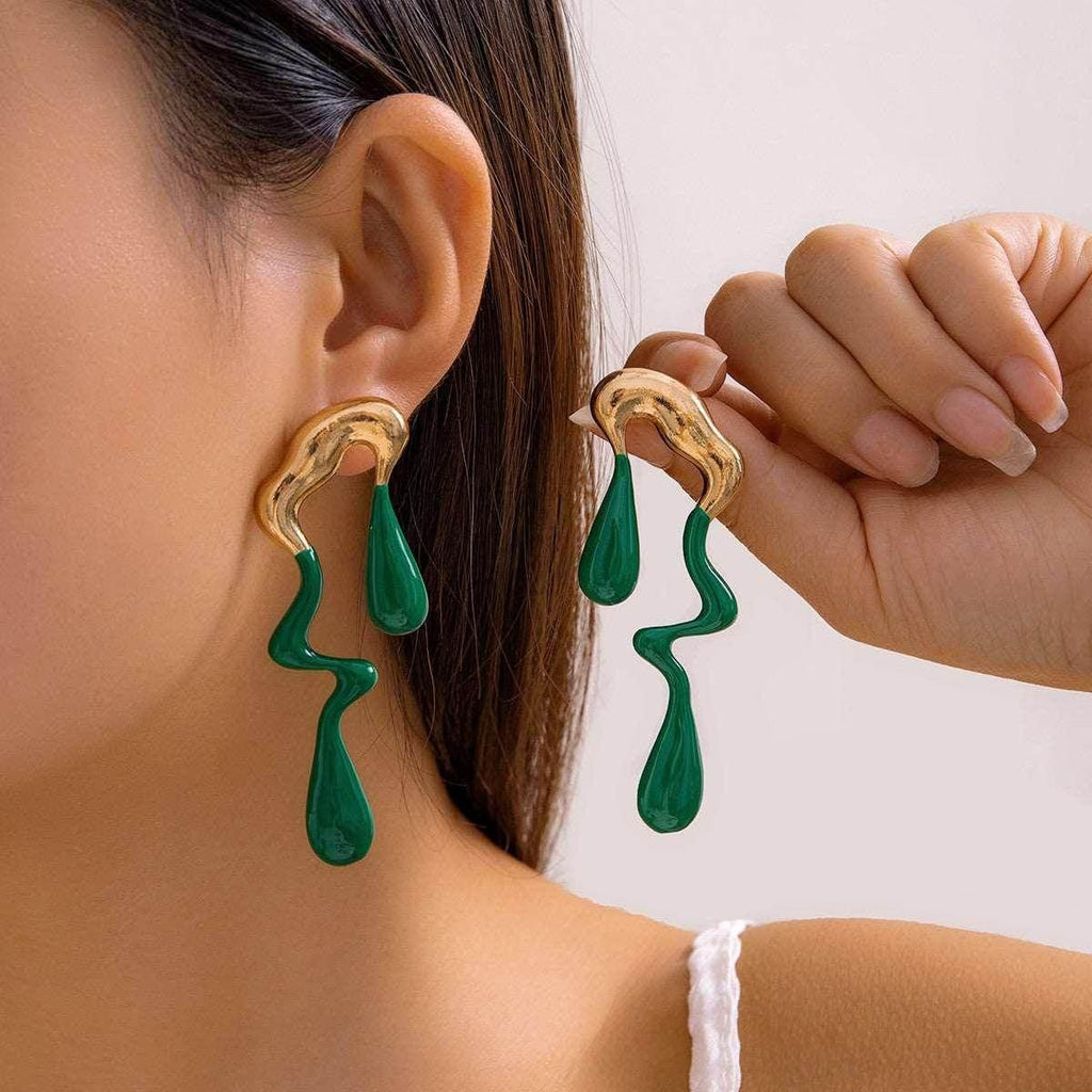 Liquid Metallic Water Drop Ear Studs | Shop Now - ZA-Zola - ZA-Zola