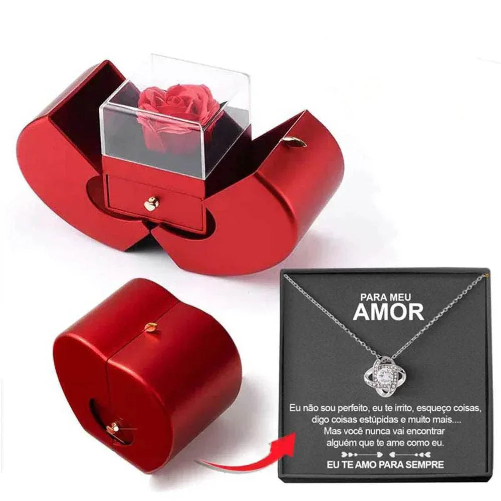 Eternal Rose Necklace Gift Box – Apple Shaped Jewelry Box - ZA-Zola