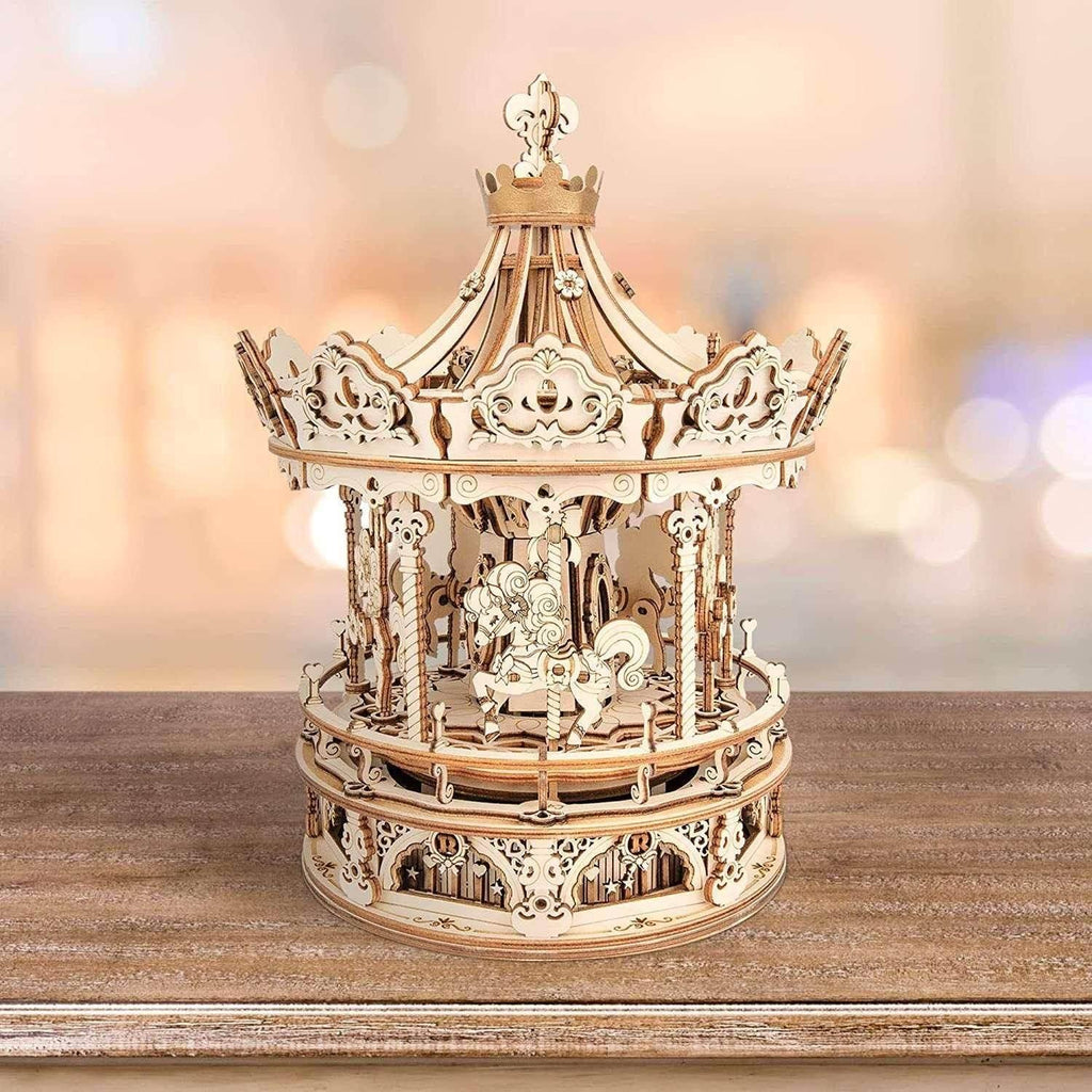 Robotime Rokr 3D Wooden Puzzle Music Box – DIY Carousel Kit - ZA-Zola