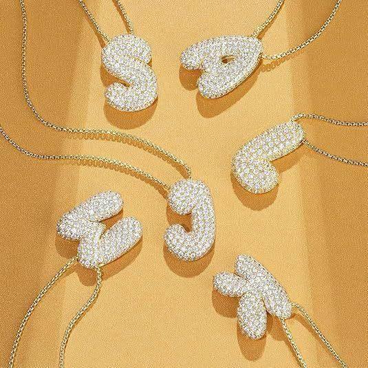 Zircon Balloon Letter Pendant Necklace for Women - ZA-Zola