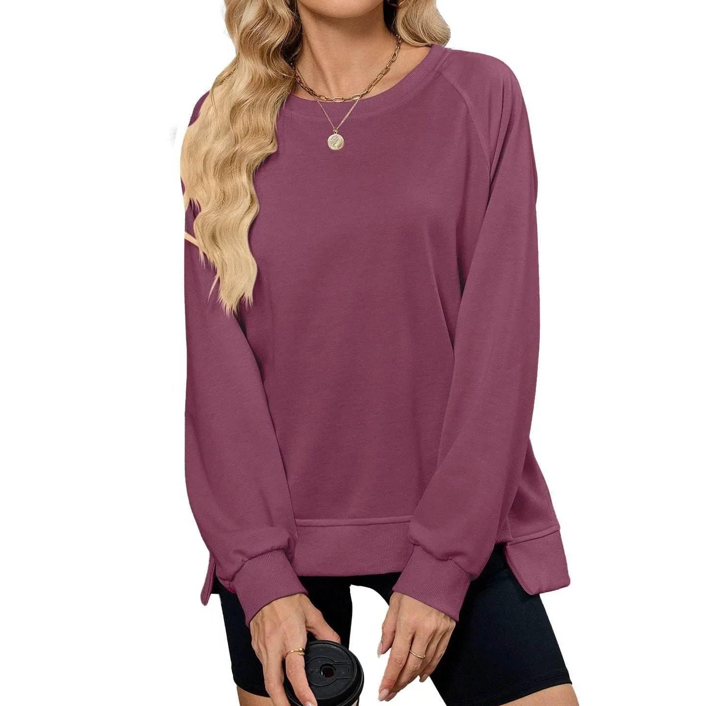 Women’s Loose Round Neck Sweatshirt Pullover - ZA-Zola