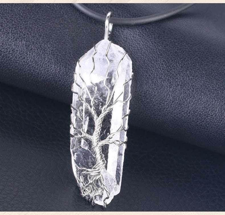 Raw White Crystal Pendant Necklace – Natural Energy - ZA-Zola