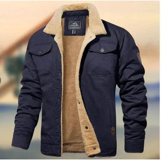Men's Hooded Fleece-Lined Jacket - Mid-Length Overalls - ZA-Zola