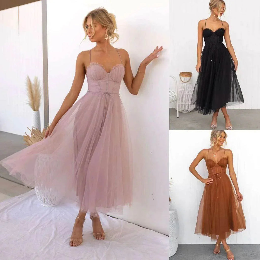 Temperament Camisole Mesh Party & Evening Dress – Mid-Length - ZA-Zola