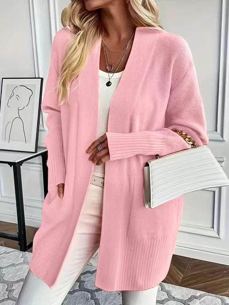 Plus Size Solid Knit Casual Cardigan Women - ZA-Zola
