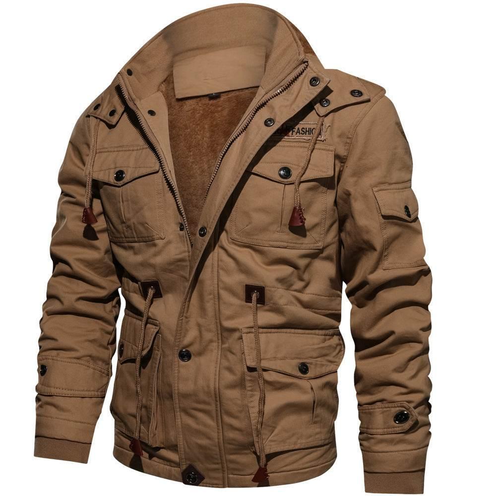 Men’s Winter Zip-up Coat | Warm Hooded Cargo Jacket - ZA-Zola