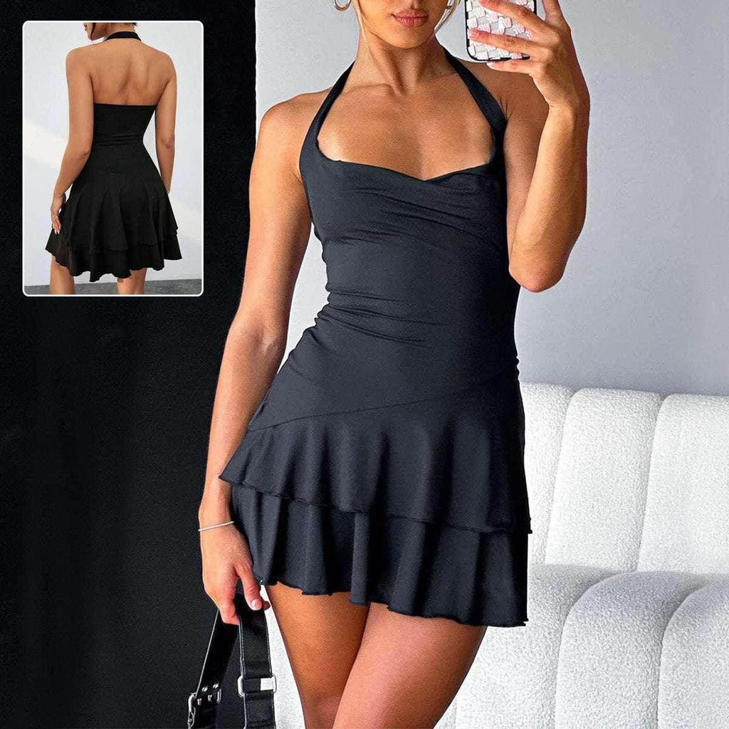 Slim Halter-neck Ruffled Dress - Summer Fashion - ZA-Zola