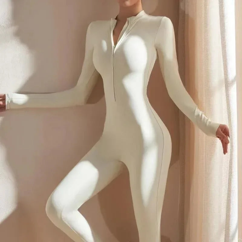 Women Yoga Jumpsuit – Seamless Zip Front Fitness Wear - ZA-Zola
