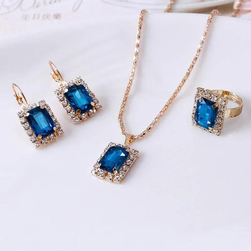 Crystal Jewelry Set – Necklace, Earrings & Ring - ZA-Zola