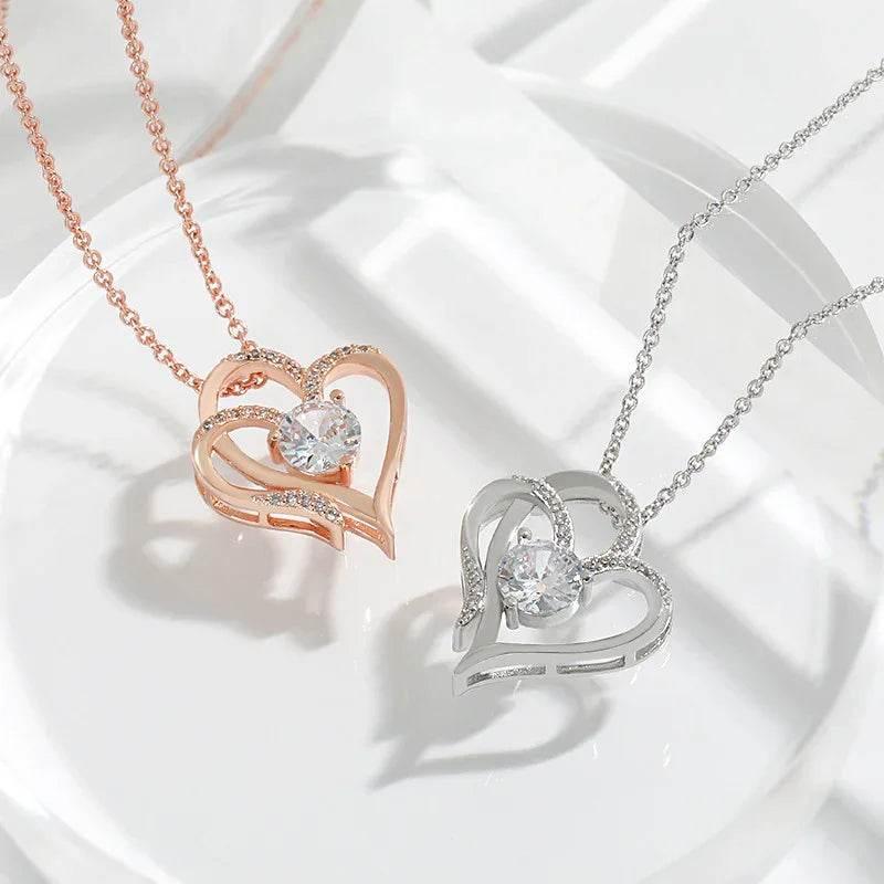 Zircon Double Love Necklace for Women - ZA-Zola