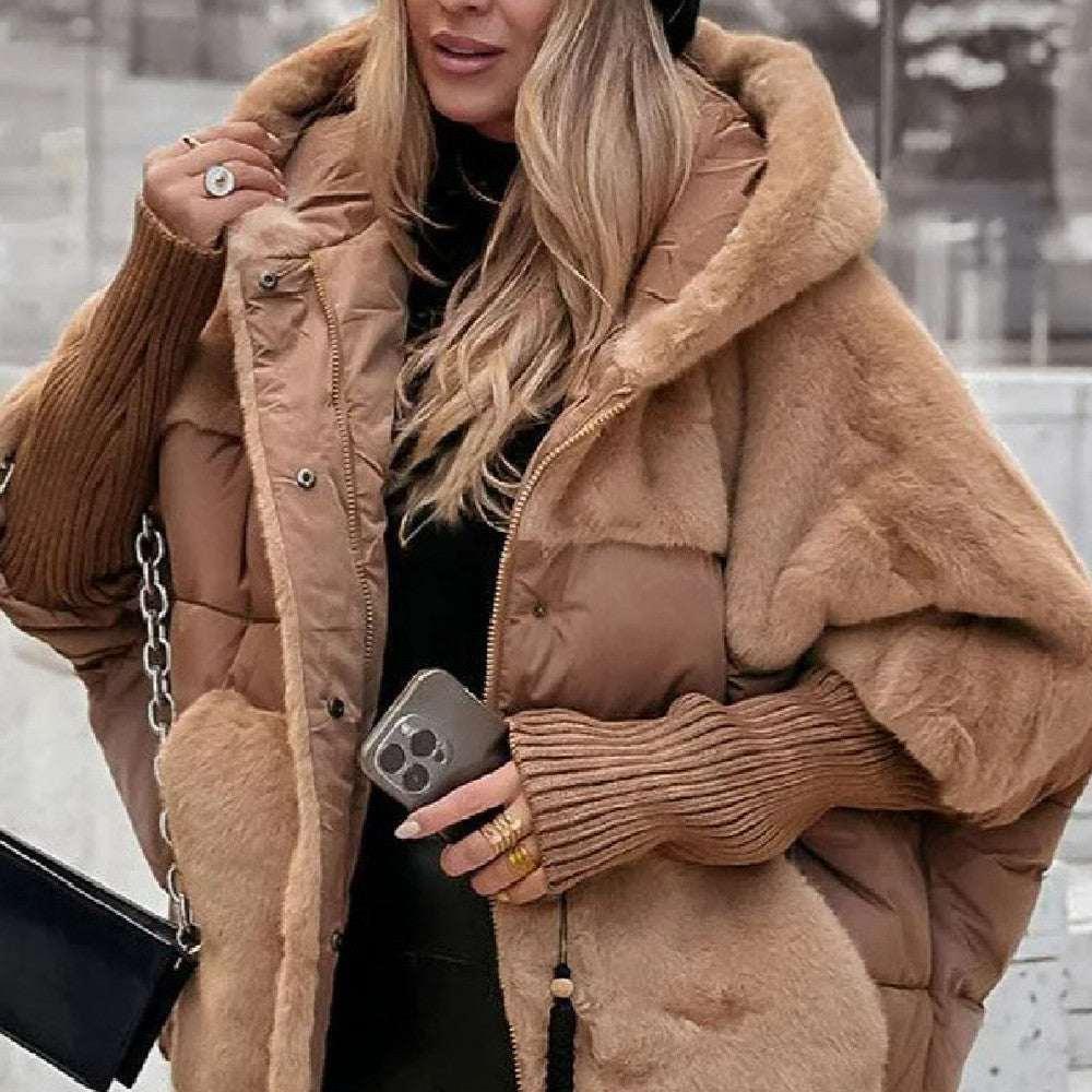 Women’s Faux Fur Patchwork Winter Coat | Hooded Chic - ZA-Zola