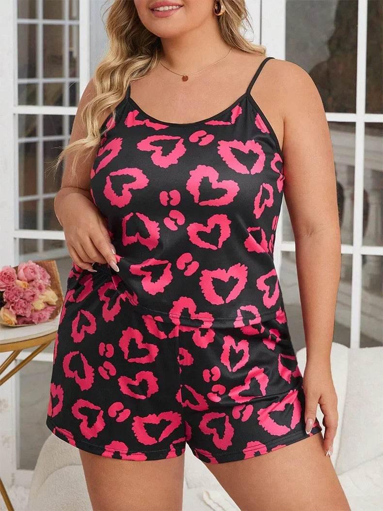Plus Size Heart Print Shorts Set | Shop Now - ZA-Zola