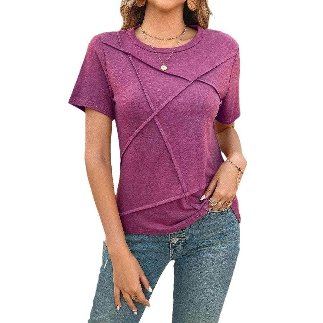 Solid Color Loose Fit Casual Short Sleeve T-shirt - ZA-Zola