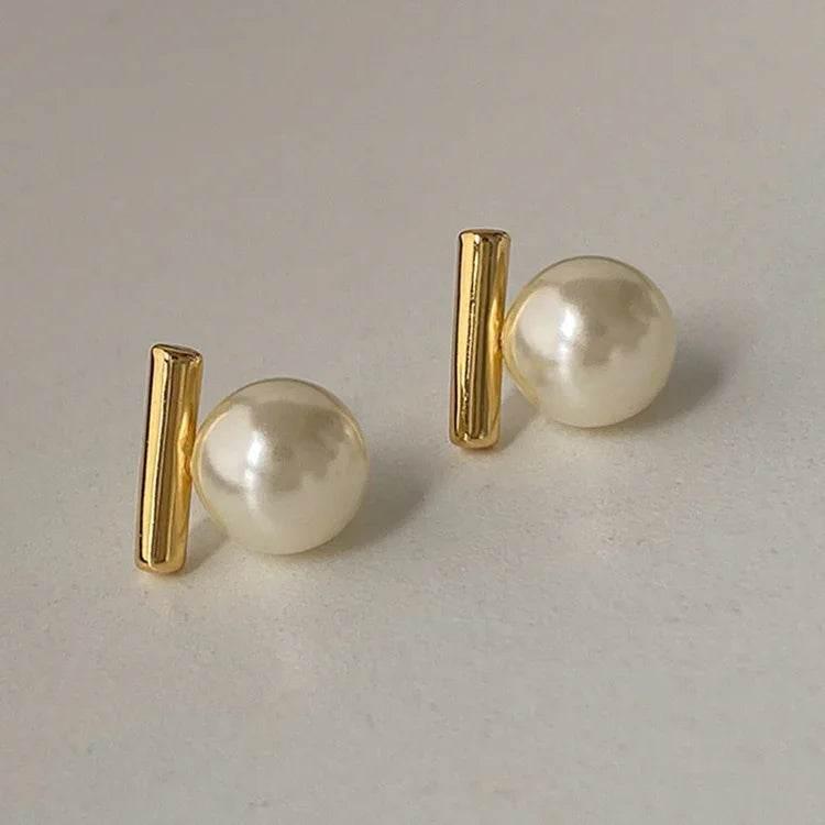 Elegant Pearl Stud Earrings | Real Gold Plated - ZA-Zola