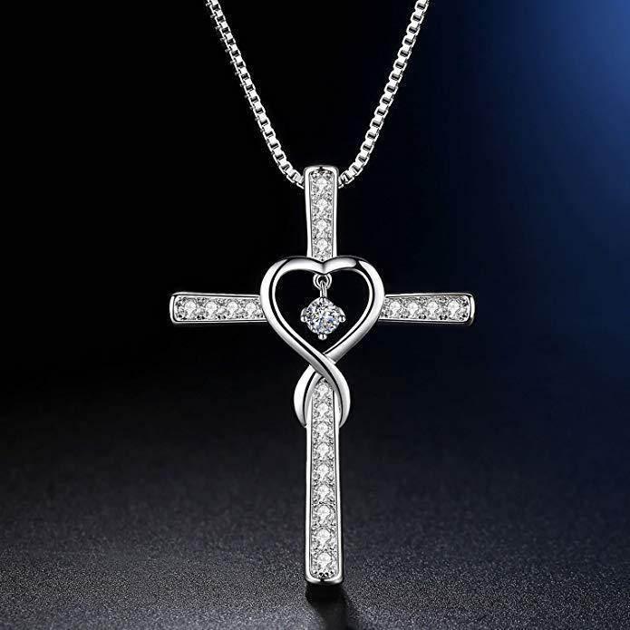 Infinity Love Birthstone Cross Necklace – Women’s Faith - ZA-Zola