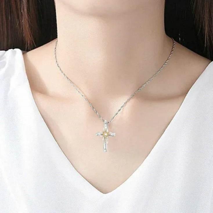 Octagonal Star Cross Pendant – Silver Alloy Chain - ZA-Zola