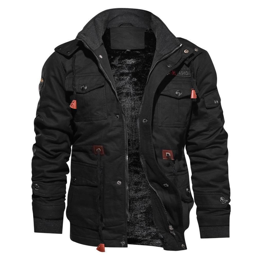 Men’s Winter Zip-up Coat | Warm Hooded Cargo Jacket - ZA-Zola