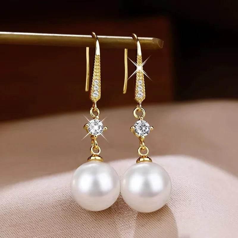 Elegant Face-Slimming Golden Earrings – Luxury Pearl Designs - ZA-Zola
